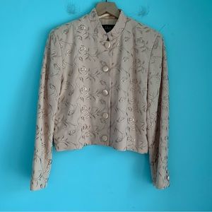 Nicole Millar Vintage Silk Embroidered Floral Button Up Blazer Jacket 8 M Rare